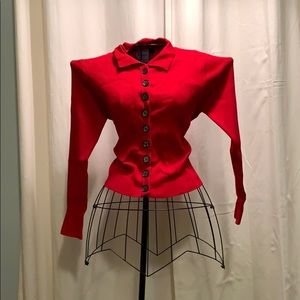 Banned Metro. Red cardigan sweater.